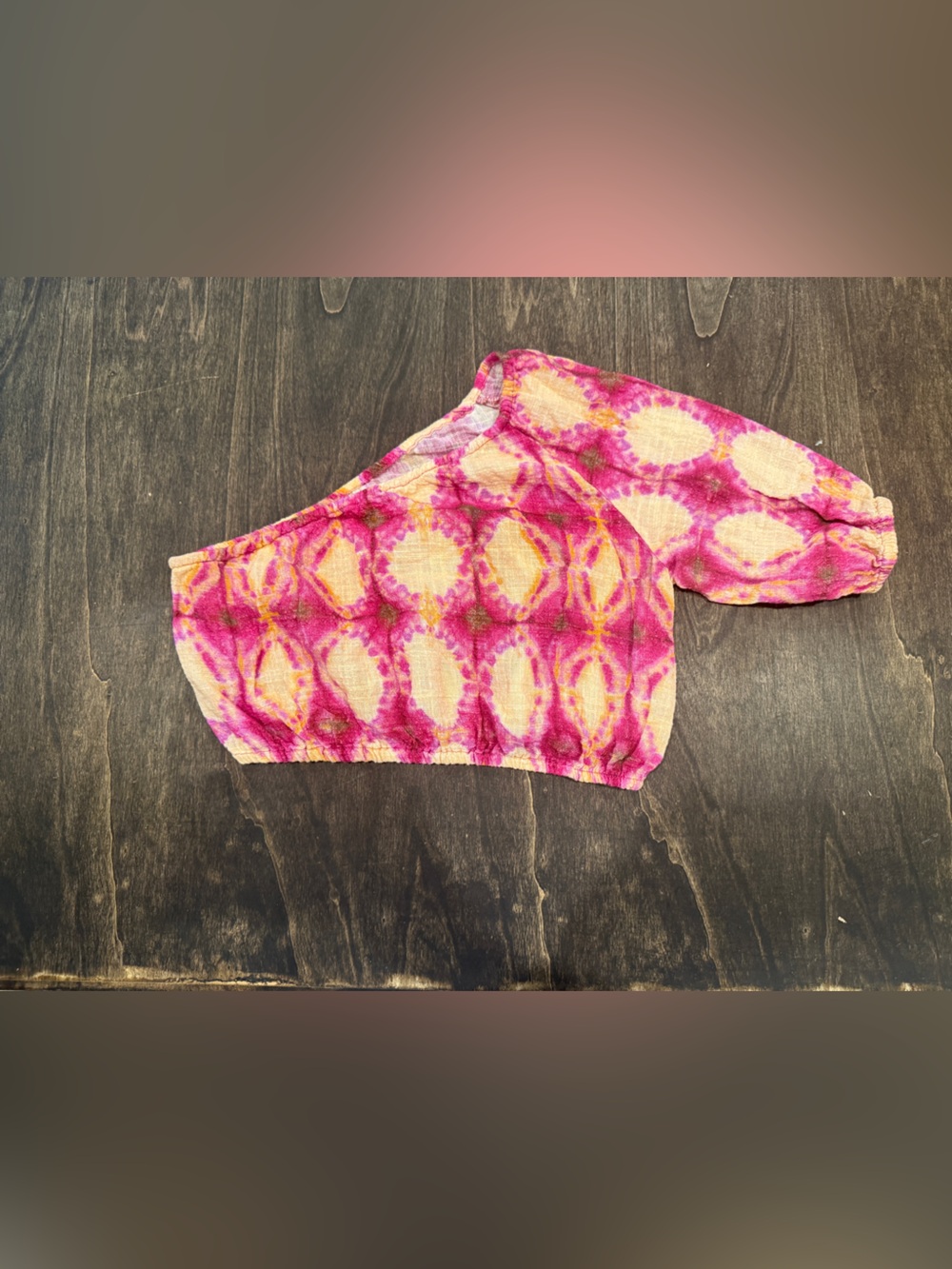 Zara Pink and Yellow Tie-Dye Off-Shoulder Crop Top